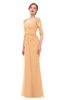 ColsBM Bronte Apricot Bridesmaid Dresses Elbow Length Sleeve Pleated Mermaid Zipper Floor Length Glamorous