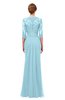 ColsBM Bronte Aqua Bridesmaid Dresses Elbow Length Sleeve Pleated Mermaid Zipper Floor Length Glamorous