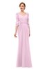 ColsBM Bronte Baby Pink Bridesmaid Dresses Elbow Length Sleeve Pleated Mermaid Zipper Floor Length Glamorous