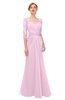 ColsBM Bronte Baby Pink Bridesmaid Dresses Elbow Length Sleeve Pleated Mermaid Zipper Floor Length Glamorous