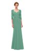 ColsBM Bronte Beryl Green Bridesmaid Dresses Elbow Length Sleeve Pleated Mermaid Zipper Floor Length Glamorous