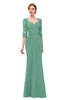 ColsBM Bronte Beryl Green Bridesmaid Dresses Elbow Length Sleeve Pleated Mermaid Zipper Floor Length Glamorous
