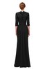 ColsBM Bronte Black Bridesmaid Dresses Elbow Length Sleeve Pleated Mermaid Zipper Floor Length Glamorous