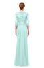 ColsBM Bronte Blue Glass Bridesmaid Dresses Elbow Length Sleeve Pleated Mermaid Zipper Floor Length Glamorous
