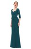 ColsBM Bronte Blue Green Bridesmaid Dresses Elbow Length Sleeve Pleated Mermaid Zipper Floor Length Glamorous