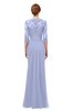 ColsBM Bronte Blue Heron Bridesmaid Dresses Elbow Length Sleeve Pleated Mermaid Zipper Floor Length Glamorous