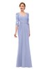 ColsBM Bronte Blue Heron Bridesmaid Dresses Elbow Length Sleeve Pleated Mermaid Zipper Floor Length Glamorous