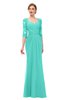 ColsBM Bronte Blue Turquoise Bridesmaid Dresses Elbow Length Sleeve Pleated Mermaid Zipper Floor Length Glamorous