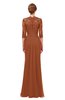 ColsBM Bronte Bombay Brown Bridesmaid Dresses Elbow Length Sleeve Pleated Mermaid Zipper Floor Length Glamorous