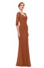 ColsBM Bronte Bombay Brown Bridesmaid Dresses Elbow Length Sleeve Pleated Mermaid Zipper Floor Length Glamorous