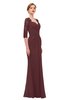 ColsBM Bronte Burgundy Bridesmaid Dresses Elbow Length Sleeve Pleated Mermaid Zipper Floor Length Glamorous