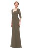 ColsBM Bronte Carafe Brown Bridesmaid Dresses Elbow Length Sleeve Pleated Mermaid Zipper Floor Length Glamorous