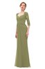 ColsBM Bronte Cedar Bridesmaid Dresses Elbow Length Sleeve Pleated Mermaid Zipper Floor Length Glamorous