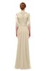 ColsBM Bronte Champagne Bridesmaid Dresses Elbow Length Sleeve Pleated Mermaid Zipper Floor Length Glamorous