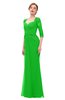 ColsBM Bronte Classic Green Bridesmaid Dresses Elbow Length Sleeve Pleated Mermaid Zipper Floor Length Glamorous