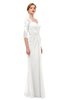 ColsBM Bronte Cloud White Bridesmaid Dresses Elbow Length Sleeve Pleated Mermaid Zipper Floor Length Glamorous
