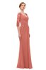ColsBM Bronte Crabapple Bridesmaid Dresses Elbow Length Sleeve Pleated Mermaid Zipper Floor Length Glamorous