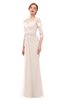 ColsBM Bronte Cream Pink Bridesmaid Dresses Elbow Length Sleeve Pleated Mermaid Zipper Floor Length Glamorous