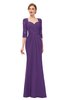 ColsBM Bronte Dark Purple Bridesmaid Dresses Elbow Length Sleeve Pleated Mermaid Zipper Floor Length Glamorous