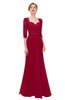ColsBM Bronte Dark Red Bridesmaid Dresses Elbow Length Sleeve Pleated Mermaid Zipper Floor Length Glamorous