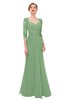 ColsBM Bronte Fair Green Bridesmaid Dresses Elbow Length Sleeve Pleated Mermaid Zipper Floor Length Glamorous