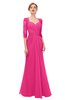 ColsBM Bronte Fandango Pink Bridesmaid Dresses Elbow Length Sleeve Pleated Mermaid Zipper Floor Length Glamorous