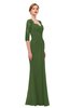 ColsBM Bronte Garden Green Bridesmaid Dresses Elbow Length Sleeve Pleated Mermaid Zipper Floor Length Glamorous