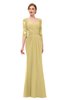 ColsBM Bronte Gold Bridesmaid Dresses Elbow Length Sleeve Pleated Mermaid Zipper Floor Length Glamorous