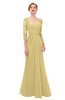 ColsBM Bronte Gold Bridesmaid Dresses Elbow Length Sleeve Pleated Mermaid Zipper Floor Length Glamorous