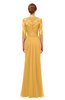 ColsBM Bronte Golden Cream Bridesmaid Dresses Elbow Length Sleeve Pleated Mermaid Zipper Floor Length Glamorous