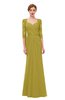 ColsBM Bronte Golden Olive Bridesmaid Dresses Elbow Length Sleeve Pleated Mermaid Zipper Floor Length Glamorous