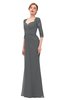 ColsBM Bronte Grey Bridesmaid Dresses Elbow Length Sleeve Pleated Mermaid Zipper Floor Length Glamorous