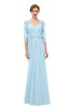 ColsBM Bronte Ice Blue Bridesmaid Dresses Elbow Length Sleeve Pleated Mermaid Zipper Floor Length Glamorous