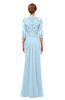 ColsBM Bronte Ice Blue Bridesmaid Dresses Elbow Length Sleeve Pleated Mermaid Zipper Floor Length Glamorous