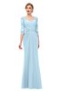 ColsBM Bronte Ice Blue Bridesmaid Dresses Elbow Length Sleeve Pleated Mermaid Zipper Floor Length Glamorous