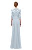 ColsBM Bronte Illusion Blue Bridesmaid Dresses Elbow Length Sleeve Pleated Mermaid Zipper Floor Length Glamorous