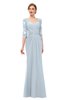 ColsBM Bronte Illusion Blue Bridesmaid Dresses Elbow Length Sleeve Pleated Mermaid Zipper Floor Length Glamorous