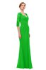 ColsBM Bronte Jasmine Green Bridesmaid Dresses Elbow Length Sleeve Pleated Mermaid Zipper Floor Length Glamorous