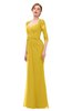 ColsBM Bronte Lemon Curry Bridesmaid Dresses Elbow Length Sleeve Pleated Mermaid Zipper Floor Length Glamorous
