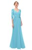 ColsBM Bronte Light Blue Bridesmaid Dresses Elbow Length Sleeve Pleated Mermaid Zipper Floor Length Glamorous