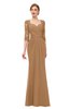 ColsBM Bronte Light Brown Bridesmaid Dresses Elbow Length Sleeve Pleated Mermaid Zipper Floor Length Glamorous