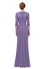 ColsBM Bronte Lilac Bridesmaid Dresses Elbow Length Sleeve Pleated Mermaid Zipper Floor Length Glamorous