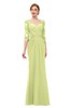ColsBM Bronte Lime Green Bridesmaid Dresses Elbow Length Sleeve Pleated Mermaid Zipper Floor Length Glamorous
