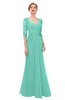 ColsBM Bronte Mint Green Bridesmaid Dresses Elbow Length Sleeve Pleated Mermaid Zipper Floor Length Glamorous