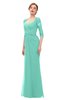 ColsBM Bronte Mint Green Bridesmaid Dresses Elbow Length Sleeve Pleated Mermaid Zipper Floor Length Glamorous