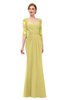 ColsBM Bronte Misted Yellow Bridesmaid Dresses Elbow Length Sleeve Pleated Mermaid Zipper Floor Length Glamorous