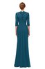 ColsBM Bronte Moroccan Blue Bridesmaid Dresses Elbow Length Sleeve Pleated Mermaid Zipper Floor Length Glamorous
