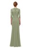 ColsBM Bronte Moss Green Bridesmaid Dresses Elbow Length Sleeve Pleated Mermaid Zipper Floor Length Glamorous