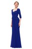 ColsBM Bronte Nautical Blue Bridesmaid Dresses Elbow Length Sleeve Pleated Mermaid Zipper Floor Length Glamorous