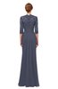 ColsBM Bronte Nightshadow Blue Bridesmaid Dresses Elbow Length Sleeve Pleated Mermaid Zipper Floor Length Glamorous